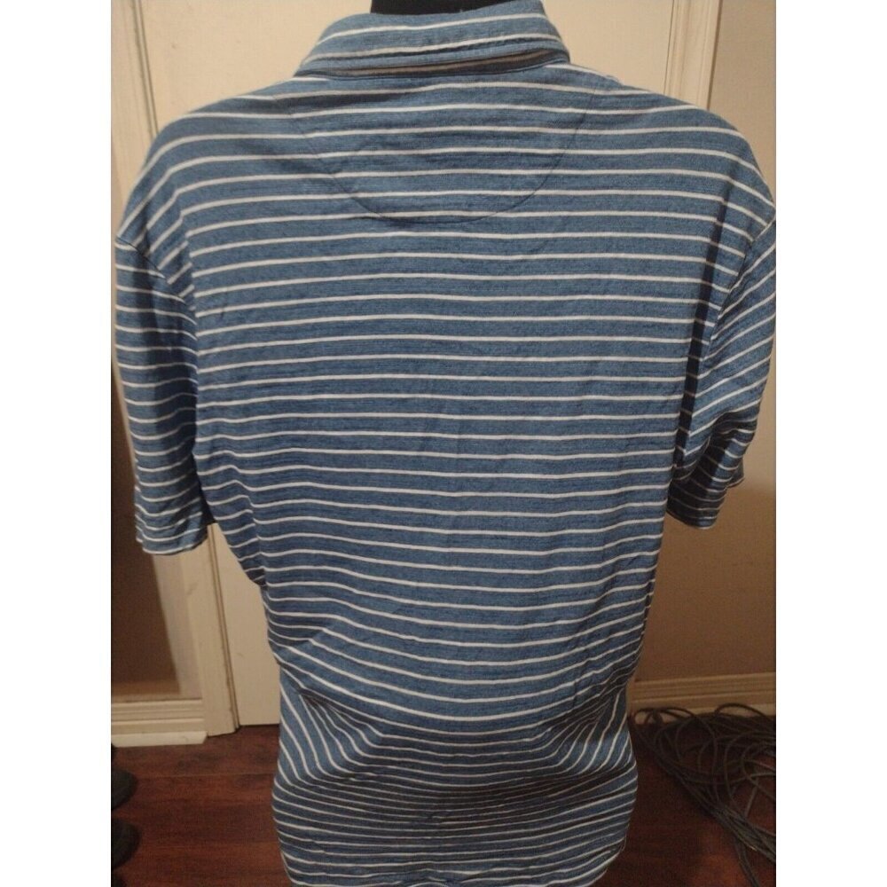 Johnnie-O Sz. XL Navy Blue Striped Golf Performance Polo Shirt! - Picture 5 of 10